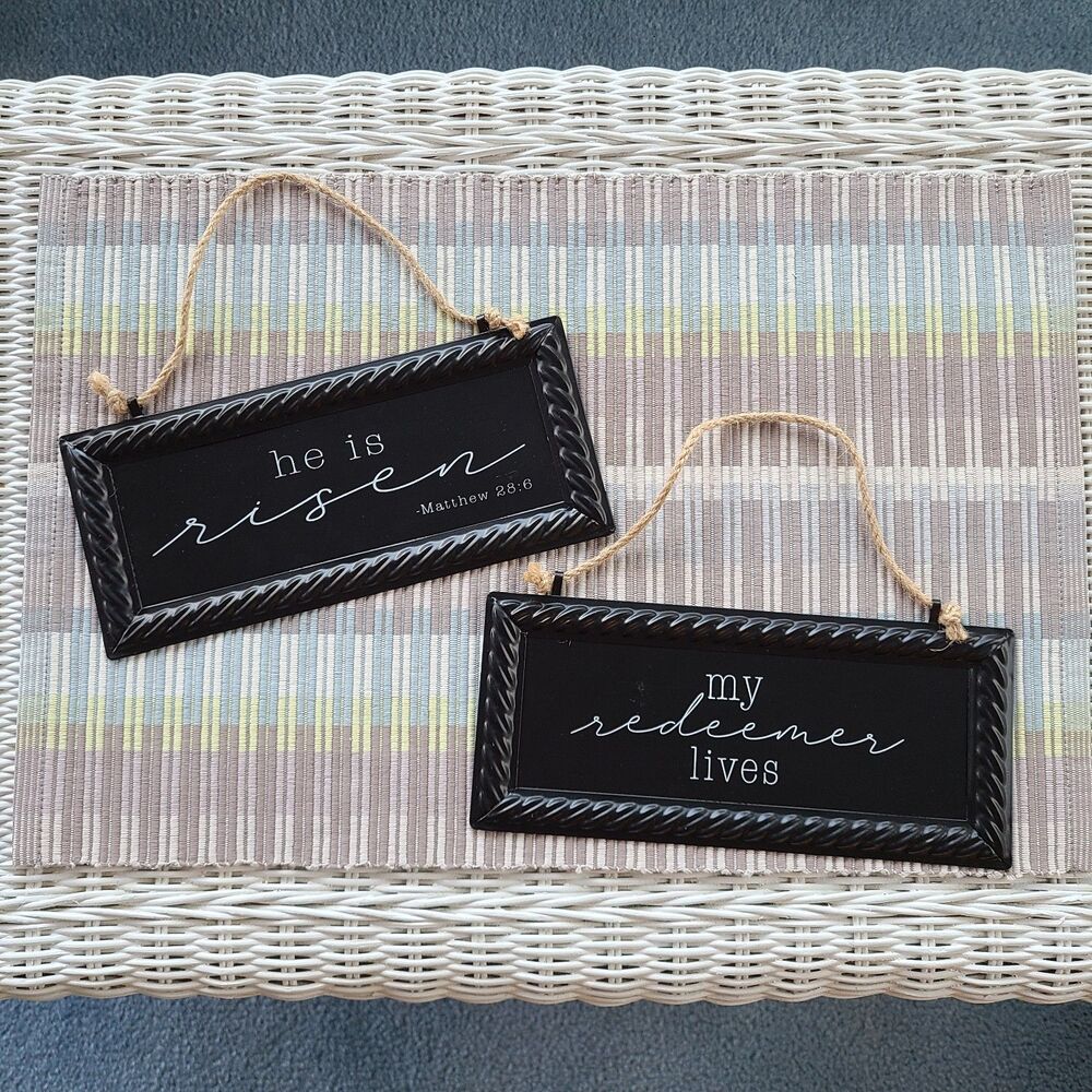 Metal Home Decor Signs "My Redeemer Lives" & "He Is Risen" Religious Art Easter